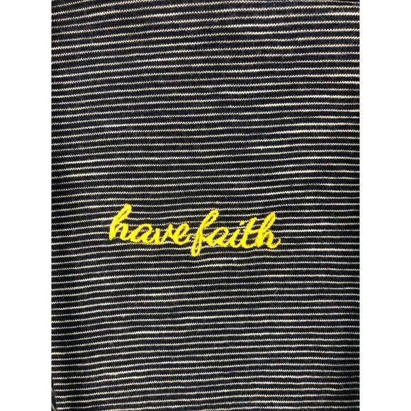 Denim And Flower Ricky Singh Women’s Size Small Blue Striped Hoodie "Have Faith" - Picture 3 of 9